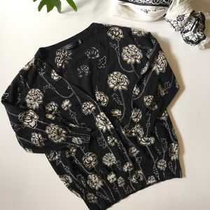 Glassons Black and Cream Floral Cardigan